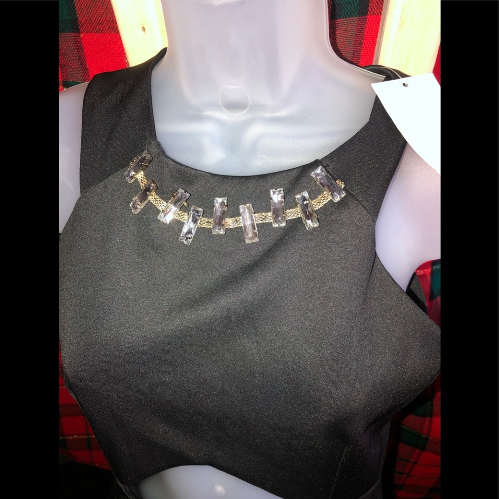 Cutout crystal neck dress